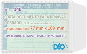 Porta Documentos Para Renavam (Novo/Dobrado) – 50 Unidades