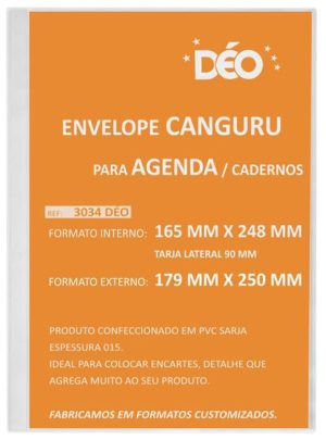 Envelope Canguru para Agenda/Cadernos Em Sarja – Formato Externo 179X250 mm – PT 50 UN