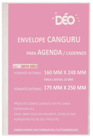 Envelope Canguru para Agenda/Cadernos Em Sarja – Formato Externo 175X250 mm – PT 50 UN