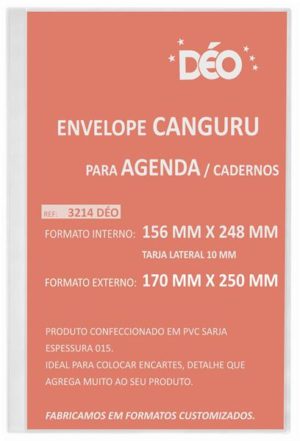 Envelope Canguru para Agenda/Cadernos Em Sarja – Formato Externo 170×250 mm – PT 50 UN