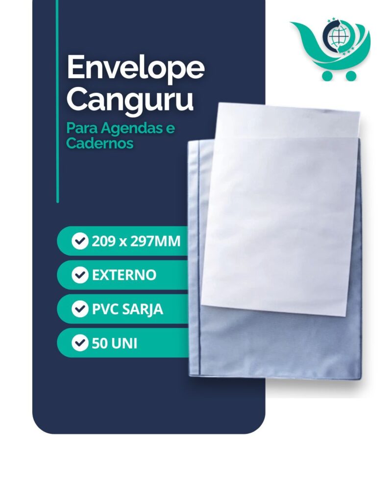 Ref 3268 _ Envelope Canguru para Agenda e Cadernos 20,9 x 29,7 cm - Déo Plásticos
