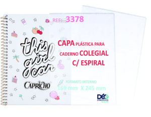 Capa para Caderno Colegial (80 ou 160 fls) com Espiral Capa Solta (Jogo Capa + Contracapa)