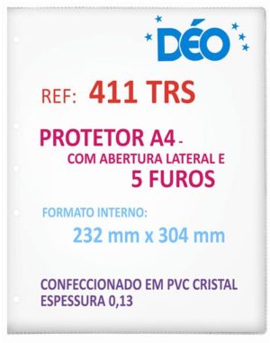 Protetores Transparente A4 em PVC com Abertura Lateral e 5 Furos – PT 50 UN