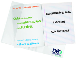 Capa para Caderno Brochurão Capa Flexível Recomendável 80 Fls