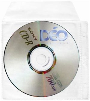 Protetores Transparente em PVC Fosco (Sarja) P/ CD/DVD Com Tampa, Tarja Lateral para Fichários e Pastas Com 2 Furos – PT 50 UN