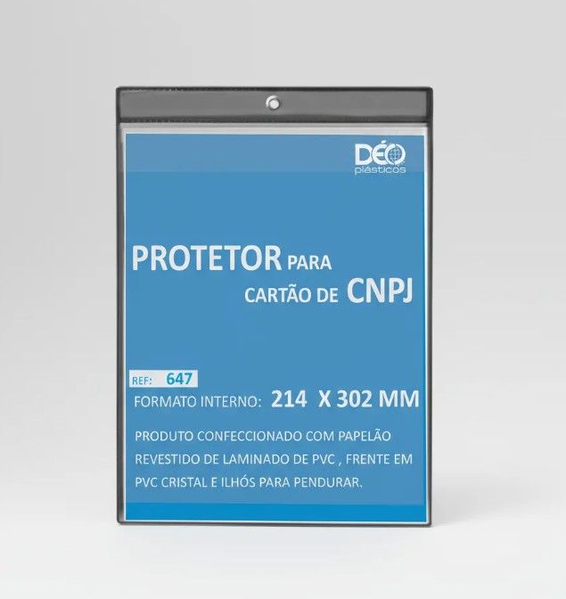 Protetor para Cartão CNPJ Déo Plásticos preto, azul, verde, vermelho, amarelo, rosa