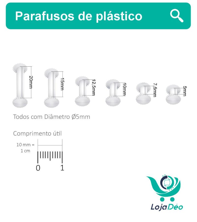 Parafusos Plásticos para Mostruários, Pastas, Encadernação, Artesanatos, Cardápios. KIt Parafuso Plástico de Nylon, Macho e Fêma