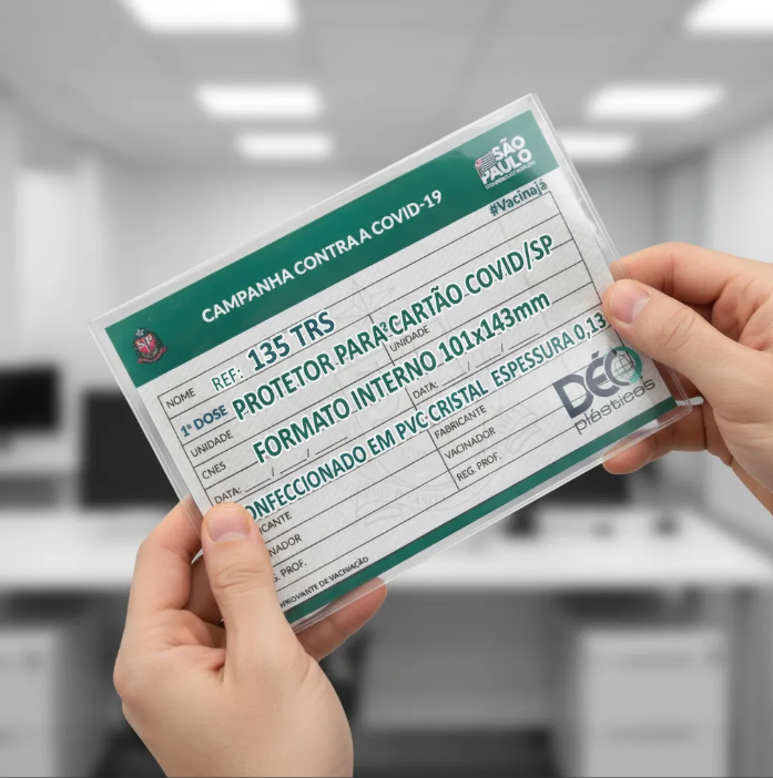 Capa Protetora Para carteira de Vacinacao COVID 135TRS Déo Plásticos